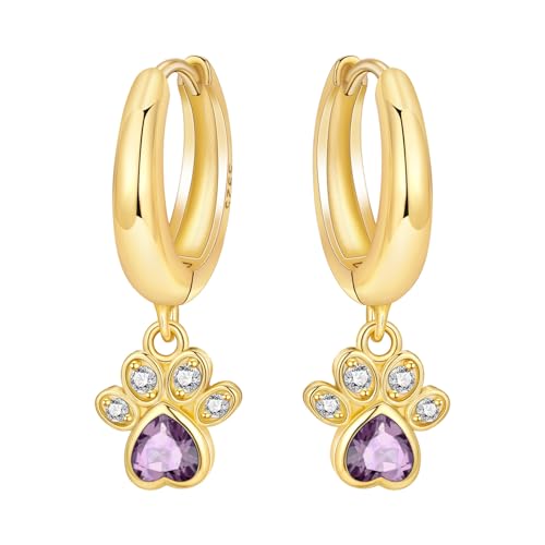 925 Sterling Silver Hoop Earrings Drop Dangle Earrings for Women Hypoallergenic Earring Trendy Huggie Earring Cute Graduation Birthday Gifts Jewelry for Women - color: Cat paw earrings