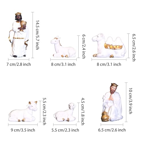 Nativity Set Figures12 Pcs Christmas Scene White Indoor Catholic Manger Set - color: White, size: 6 inches