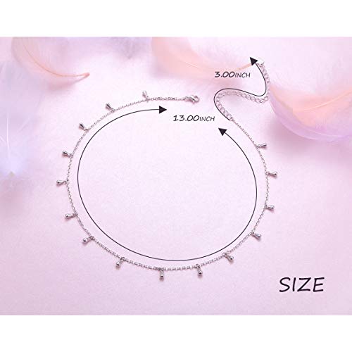 DAOCHONG Women S925 Sterling Silver Disc Statement Choker Necklace - style: Teardrop