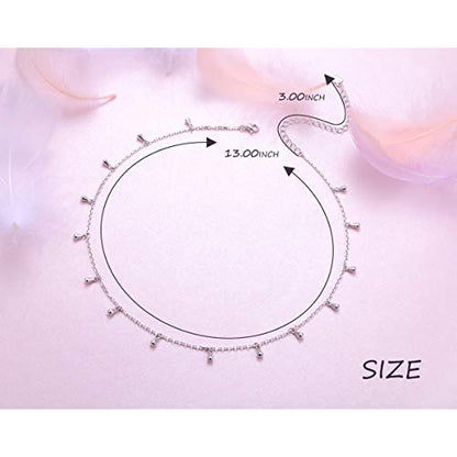 DAOCHONG Women S925 Sterling Silver Disc Statement Choker Necklace - style: Teardrop