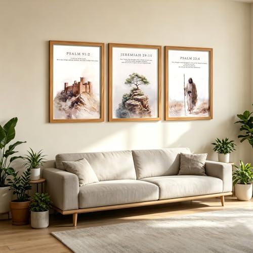 HCJWCXD 3Pcs Framed Christian Wall Art Bible Verse Canvas Prints 16x24Inch - color: Bible Verses Wood Framed, size: 16x24 Inches