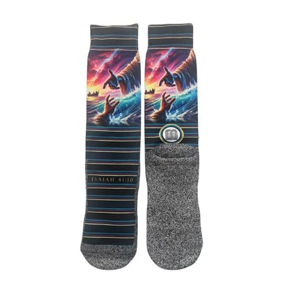 Bible Verse Socks for Men, Christian Scripture Crew Socks, Faith Gift - color: Do Not Fear