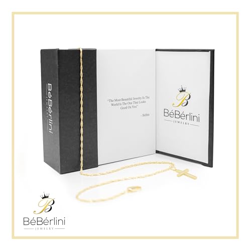 BEBERLINI Cross Cubic Zirconia Pendant 14K Gold Filled Rope Chain Necklace Set Fashion Jewelry Gift For Women 2.2 mm 18”