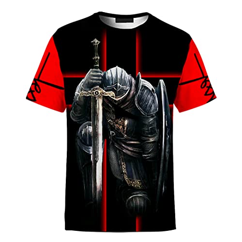 Unisex 3D Graphic T Shirts Printed Casual Short Sleeve Tee Shirt - color: Jesusred, size: Small
