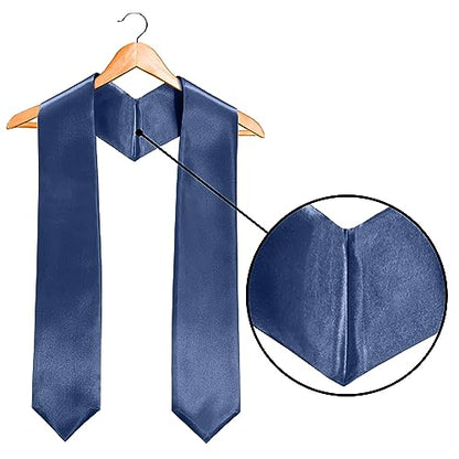 Plain Graduation Stole Sash 60 Inch Unisex Adults Solid - color: Navy Stole