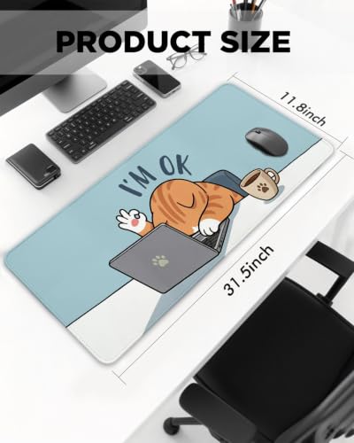 Mouse Pad, Desk Mat, 31.5x11.8in Large Mousepad, I'm OK - color: I'M OK