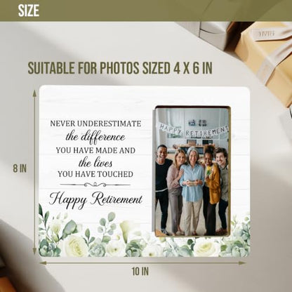 Retirement Gifts Picture Frame for Women Men, Retired Gifts Picture Frame for Coworker Boss Employee, Never Underestimate The Difference - color: Retirement