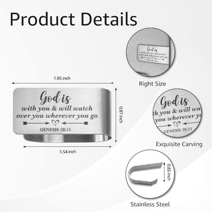Genesis 28:15 Car Visor Clip, Religious Visor Clip for Right Side - color: Silver3