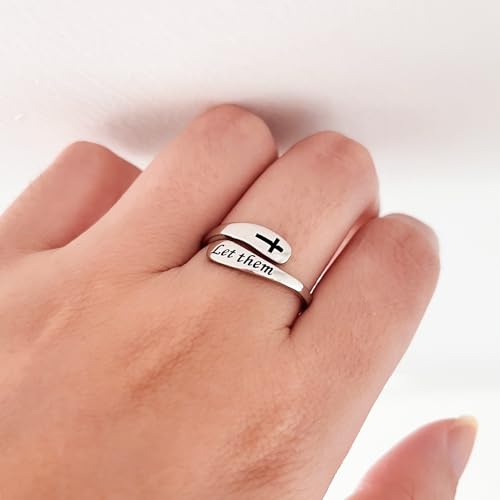 925 Sterling Silver Inspirational Adjustable Rings - Personality Encouragement Jewelry Gift For Women - style: Let Them