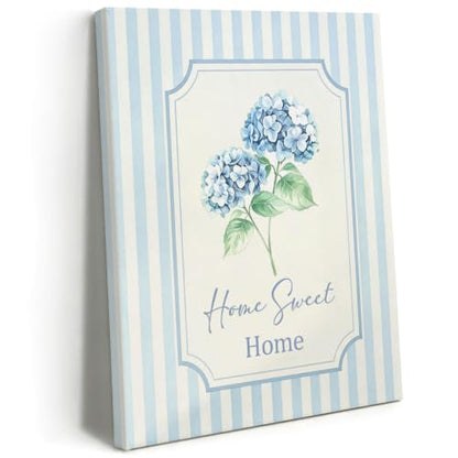 BEASTZHENG Home Sweet Home Blue Hydrangea Canvas Wall Art Home Wall Decor - color: Home sweet home