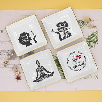 Black Girl Magic Ceramic Jewelry Tray Ring Holder Dish,Black Girl Gifts - style: Black girl magic