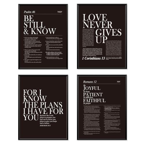 Locomiss Black and White Christian Jesus Scripture Wall Art Decor - color: Black, size: 12x16 Inches