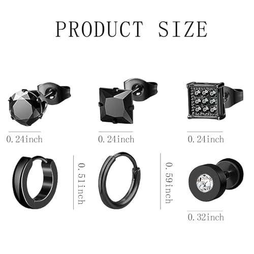 NEWITIN 24 Pairs Stainless Steel Earrings for Men Hypoallergenic Inlaid Cubic Zirconia Studs Hoop Earring Cross Dangle Earrings Unisex Punk Stud Earring for Women Men - color: Classic