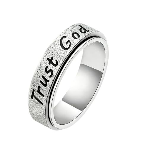 Inspirational Anxiety Relief Fidget Spinner Stackable Finger Rings for Women Men Just Breathe Let Them for Women Men Jewelry Dull Polish Titanium Steel Birthday Wedding - color: God(can spinner)