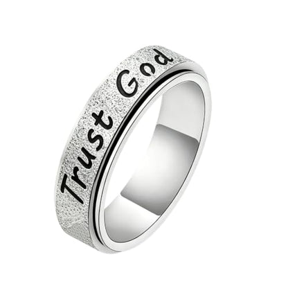 Inspirational Anxiety Relief Fidget Spinner Stackable Finger Rings for Women Men Just Breathe Let Them for Women Men Jewelry Dull Polish Titanium Steel Birthday Wedding - color: God(can spinner)