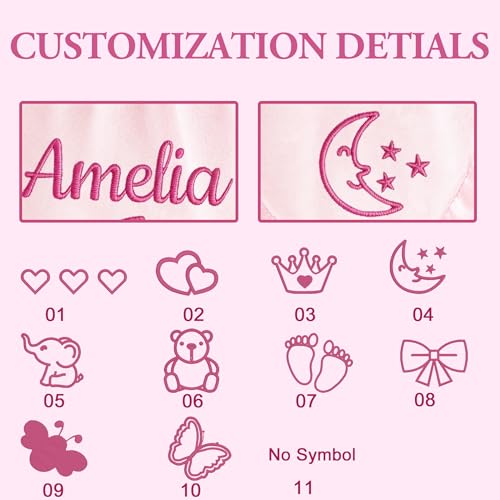 Personalized Baby Blanket with Embroidered Name,Custom Baby Receiving Blankets Soft Fleece Toddler Blanket for Newborn Baby Girl Shower Gifts -36" x 36" - color: Pink