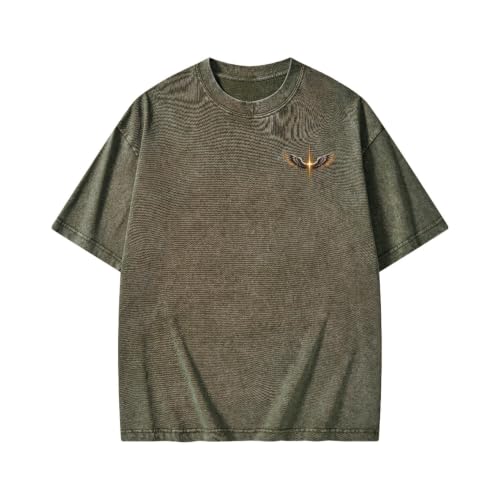 Christian Shirt for Men Women The Way The Truth The Life Angel Wings Cross Faith Vintage Washed Tee John 14:6 Bible Verse - color: Army Green, size: XX-Large