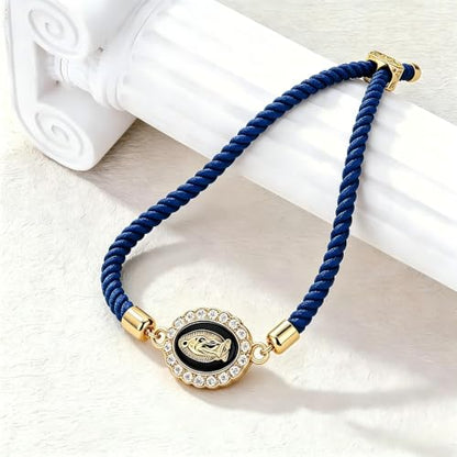 Catholic Bracelets St. Benedict Bracelet Red Rope Double Hole Pendant Couple Woven Bracelets Adjustable Black Bracelet - color: Blue