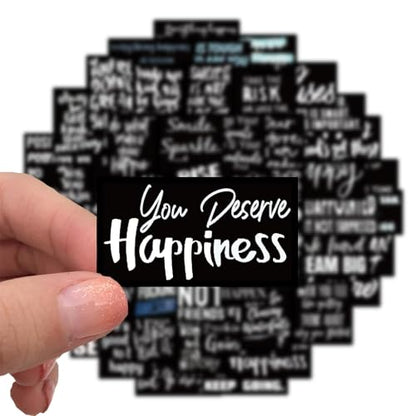 60Pcs Black Affirmation Stickers Decals, Holographic Motivational Sticker Pack, Positive Journal Encouraging Shiny Quotes for Kids, Teachers, Classroom, Waterproof Scrapbook Supplies (Inspirational) - color: Inspirational