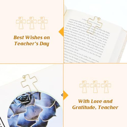 Skyygemm 12 Sets Religious Teacher Appreciation Gifts Cross Paper Clips for Bible Christian Bookmark Thank You Teacher Gift for End of Year Gifts Graduation Sunday School Party Supplies