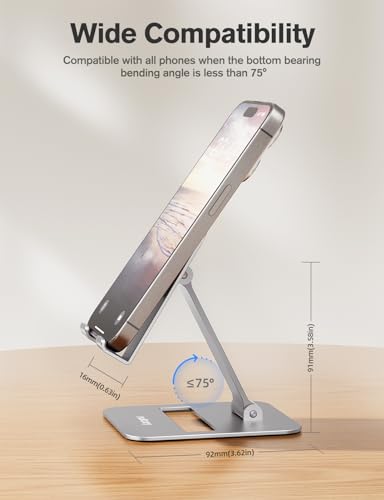 Nulaxy 2 Pack Aluminum Dual Folding Cell Phone Stand for Desk Silver&Silver - color: Silver