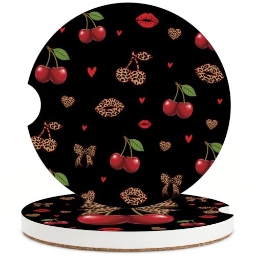 Cheetah Leopard Car Coasters for Cup Holders, Absorbent Coaster for Women - color: Cheetah251