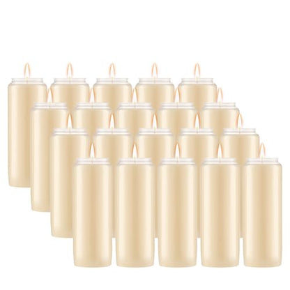 Lerner 9-Day Memorial Candles, 20 Pack, 7” Pillar Prayer Candle in Plastic Jar, Long-Lasting Smokeless Clean Burning Mourning & Shiva Candle for Vigils, Church, Emergencies, Jewish Yahrzeit Candles - style: 20 Pack