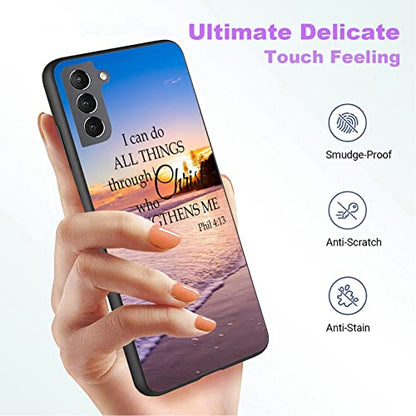 Compatible with Samsung S23 Case, Ultra-Thin Drop-Proof Soft and Smooth Liquid Silicone Phone Case, Suitable for Samsung Galaxy S23 Case 6.1 inch, Quotes Bible Verse Philippians 4-13 - color: HTT-H1-S23 014