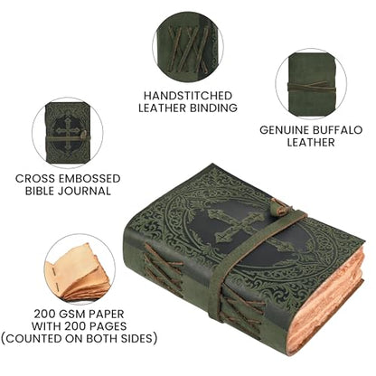 LEATHER VILLAGE Faith Journal Cross Embossed, Forest Green 10x7. - color: Green, size: 10 inches X 7 inches