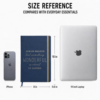 WORLD TRAVELER Large Lined Journal Notebook 256 Ruled White & Ivory Pages - color: Always Believe
