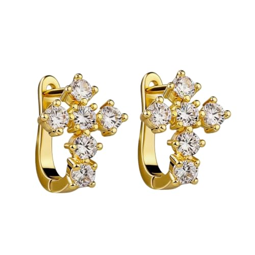 Gold Hoop Earrings for Women Men,Dangle Drop Cross Earrings,Hypoallergenic Huggie Hoop Earrings with Cubic Zirconia CZ Diamond,Trendy Dainty Christian Easter Christmas Jewelry Gift