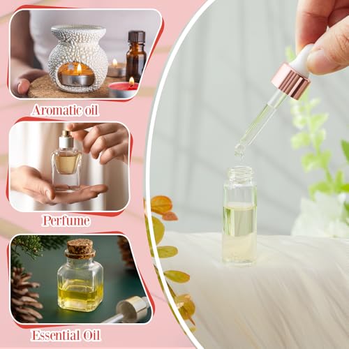 Didaey 100 Pcs Mini Glass Oil Dropper Bottle, 1ml, 2ml, 3ml, 5ml, Rose Gold - color: Rose Gold, size: 1ml, 2ml, 3ml, 5ml