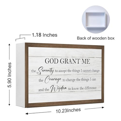 God Grant Me Bible Verse Wooden Box Sign Desk Decor,Rustic Scripture Wooden Block Plaque Sign for Christian Farmhouse Home Office Shelf Table Wall Decor ﻿