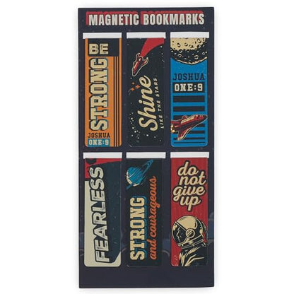 Christian Art Gifts Colorful Magnetic Scripture Bookmark Set: - color: Be Strong Outer Space