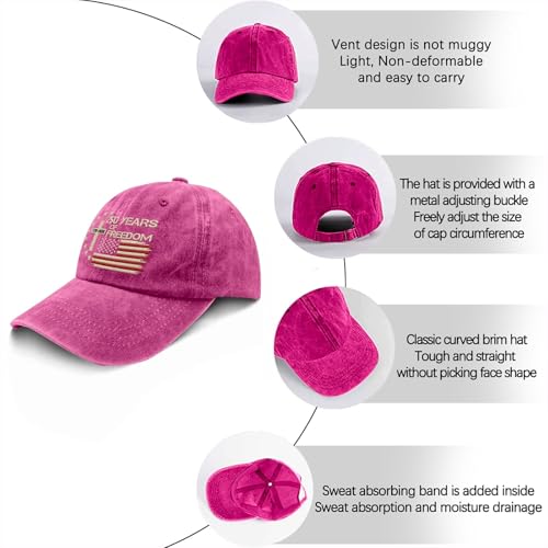 US 250th Anniversary Hat, Patriotic Embroidered Cap, 1776-2026 Freedom Celebration, 250 Years American History Gift Patriots - color: Us 250 Years Freedoms 1776-2026 250th Birthdayrose Red Color1