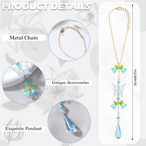 Butterfly Flower Car Rearview Mirror Charm Blue of Valley - color: Blue - Butterfly
