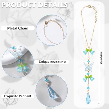Butterfly Flower Car Rearview Mirror Charm Blue of Valley - color: Blue - Butterfly