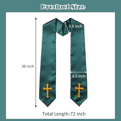 10 PC Clergy Stole & Choir Stole Bulk 60/72" - color: Forest Green, size: 72 inch