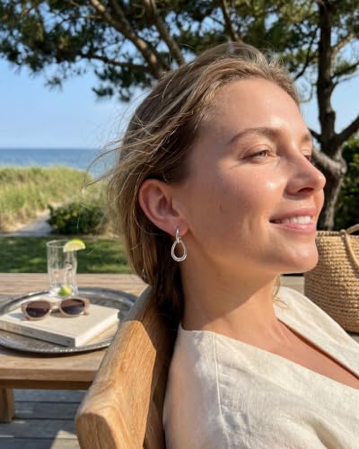 MUMREUES 14K Gold Earrings for Women Trendy Double Hoop Dangle Earrings - color: Sage & Silver