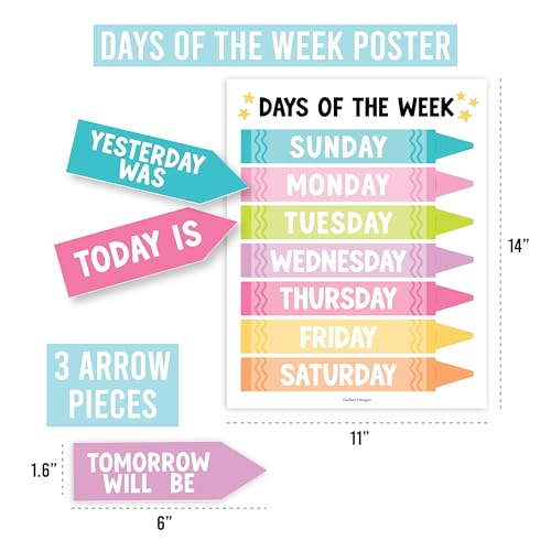 Classroom Calendar Set Bulletin Board Decorations, 98pc School Calendar Set - color: Crayon