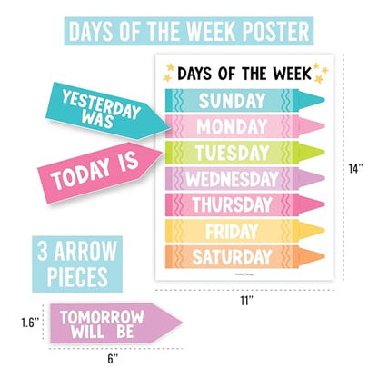 Classroom Calendar Set Bulletin Board Decorations, 98pc School Calendar Set - color: Crayon