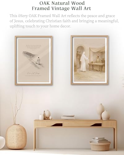 iHery 12x16in Jesus Calls Matthew Framed Christian Wall Art - color: OAK Framed Calls Matthew, size: 16"L x 12"W