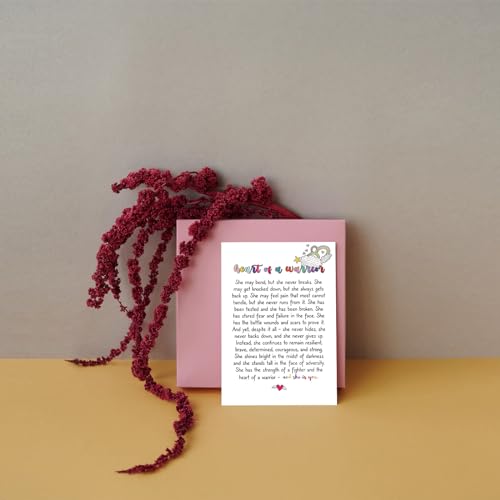 Heartfelt Encouragement Card for Her, Affirmation Card, Thinking of You Card, Support Card, Positive Card, Never Give Up Card, Get Well Soon Card, Heart of a Warrior Card - color: #98