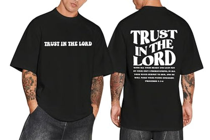 Christian Faith Over Fear Shirt for Men Jesus Religious Shirts Oversized T-Shirt - color: Trust Black, size: X-Large