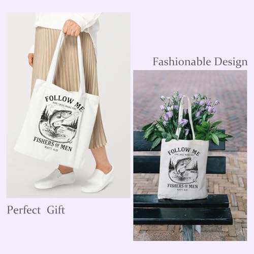 Chicimln Christian Goose Tote Bag, off to Praise the Lord Bible Verse Canvas Tote Bags - color: White 10