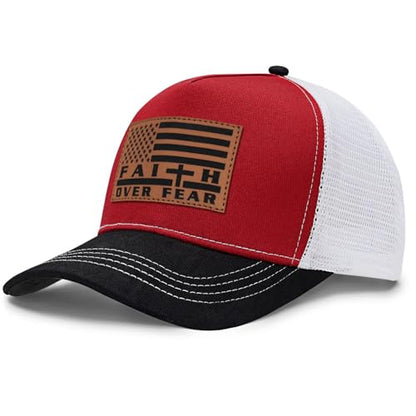 Jesus Hat Christian Gifts for Men American Flag Hats Faith Over Fear Hat Fathers Day Christmas Birthday Gifts for Friend - color: Red