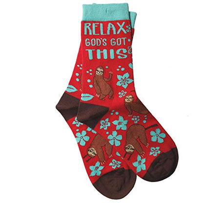 Kerusso Adult Socks, Christian Fun Socks, Novelty Socks, Cotton Blend Sock, One Size Fits Most - color: Red, Blue, and Brown