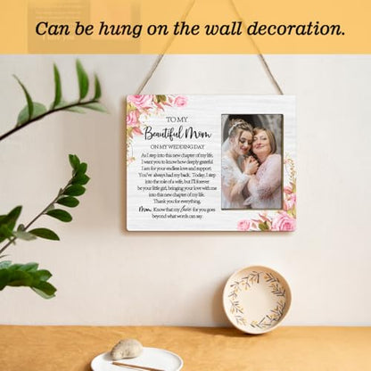 JioJio Chan Mother of The Bride Gift Picture Frame, To My Mother on My Wedding Day Photo Frame 4x6, Bridal Shower, Wedding Gifts for Mom - color: white