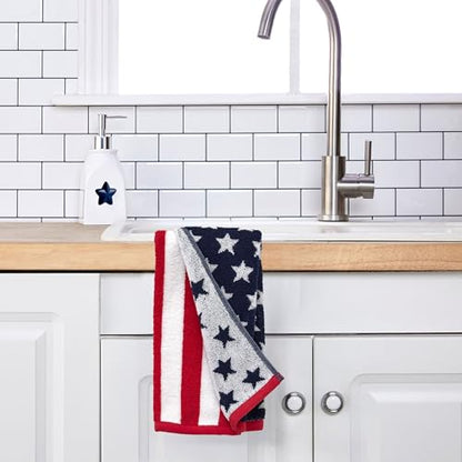 SKL Home American Flag Hand Towel Set-2pc, 100% Cotton, Reversible, Multi - color: American Flag