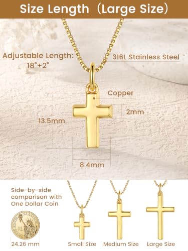 KeyStyle Cross Necklace for Women,Silver/Gold/Rose Gold Cross Pendant - color: Small Cross-Gold